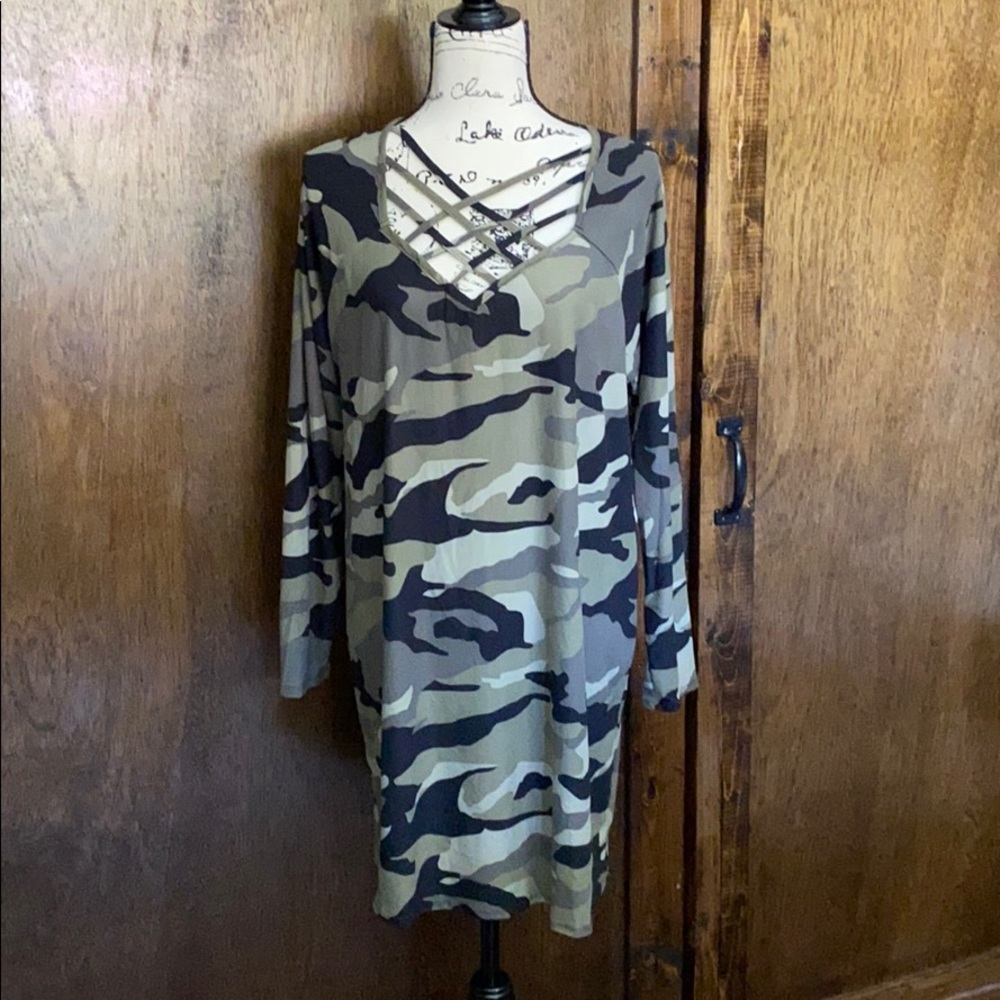 Plus Size Buttery Camouflage Dress